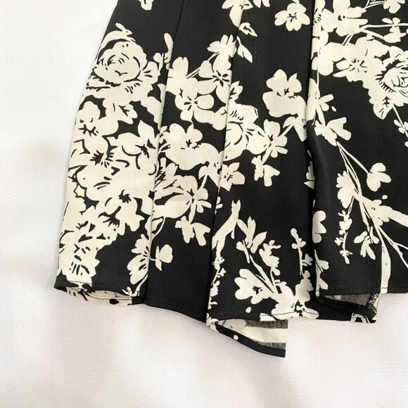 REISS GABRIELLA BLACK WHITE FLORAL LONG SLEEVE MINI DRESS - 2 - Picture 11 of 12